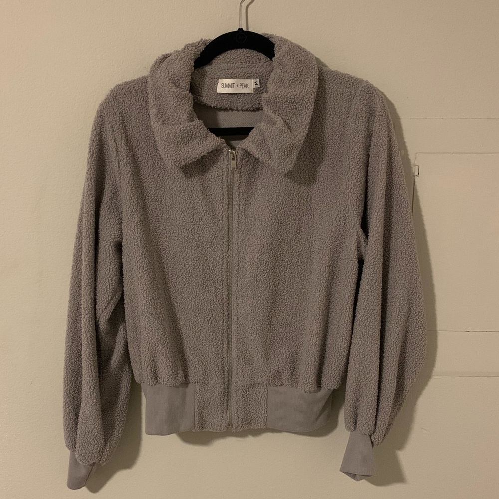Summit and Peak Cropped Sherpa Bomber Jacket